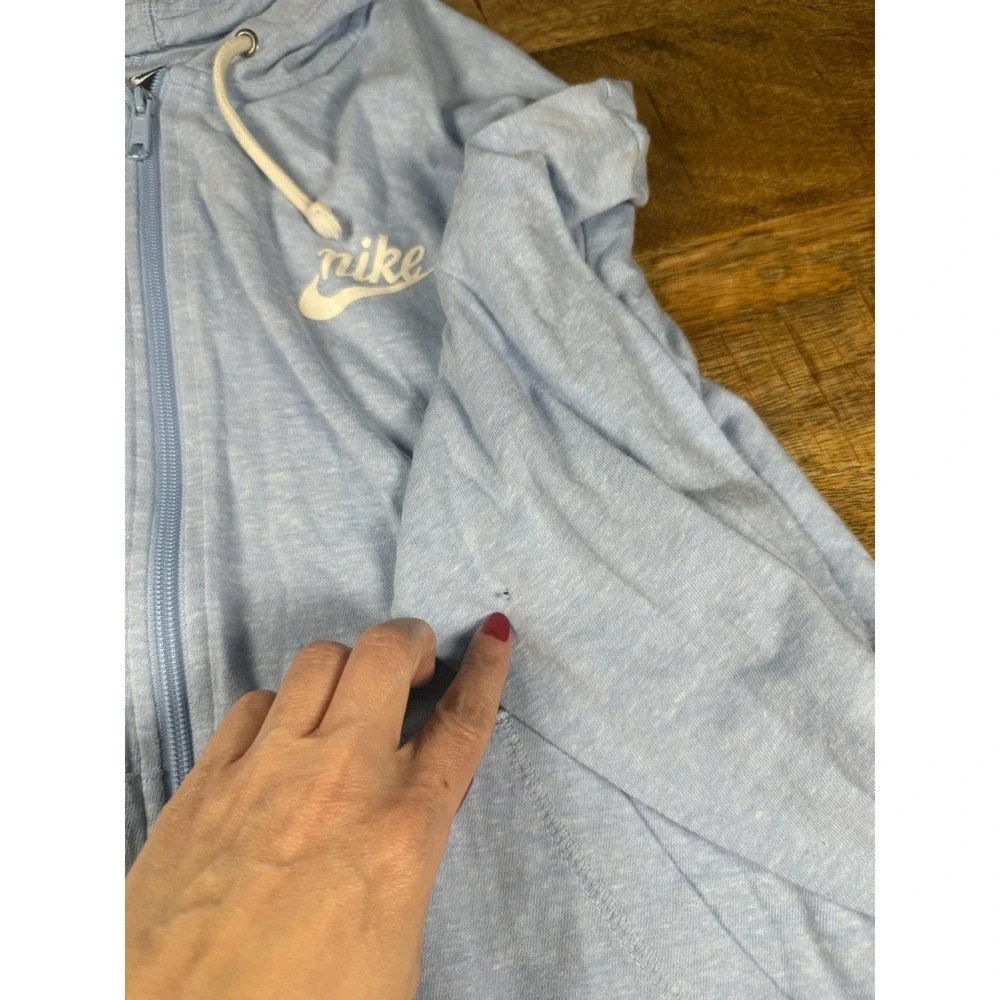 Nike Sportswear Womens XL Light Blue Full Zip Hoodie Sweatshirt Organic Cotton